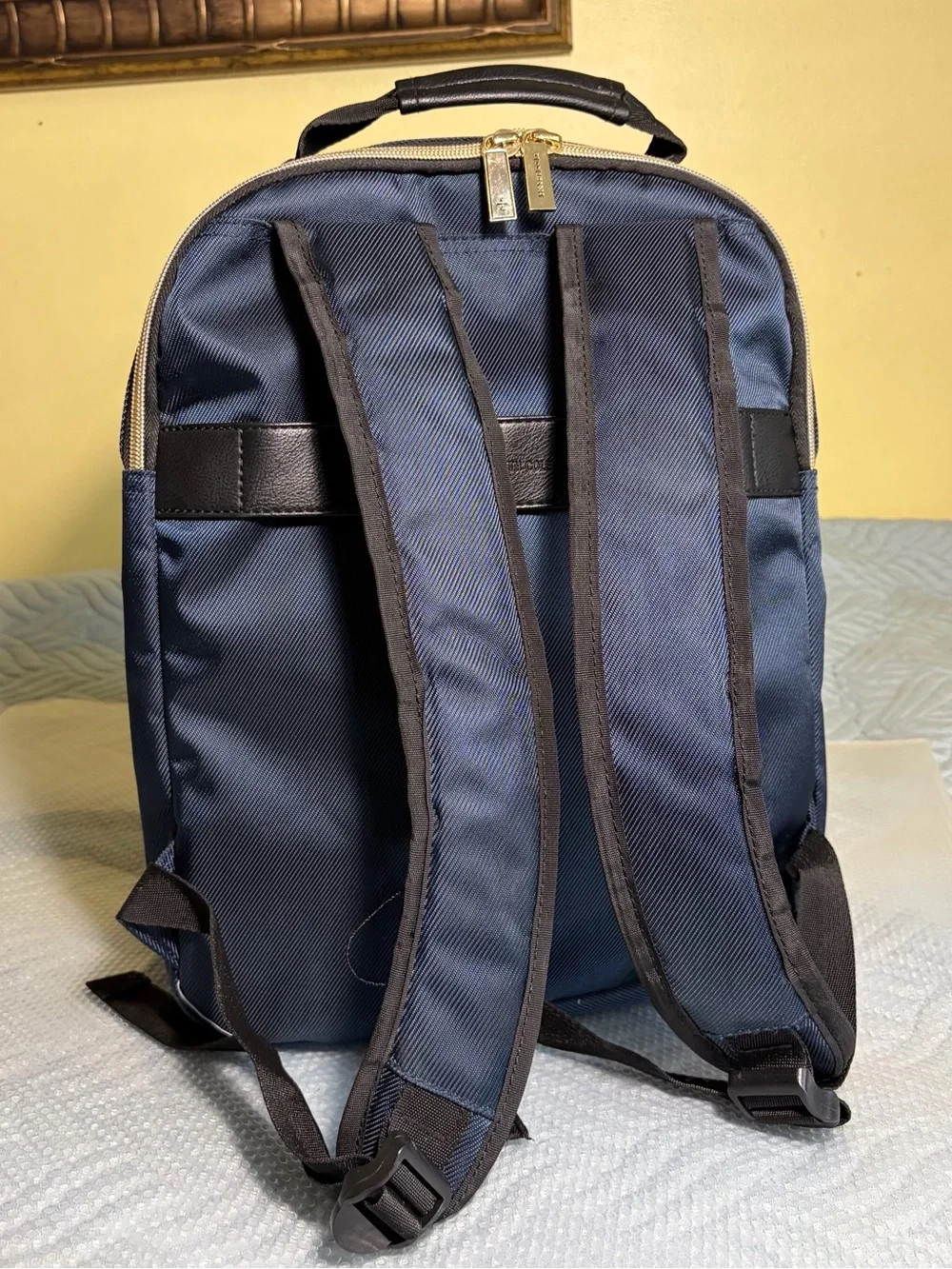 Kenneth Cole Reaction Quilted Navy Backpack with Gold Accents